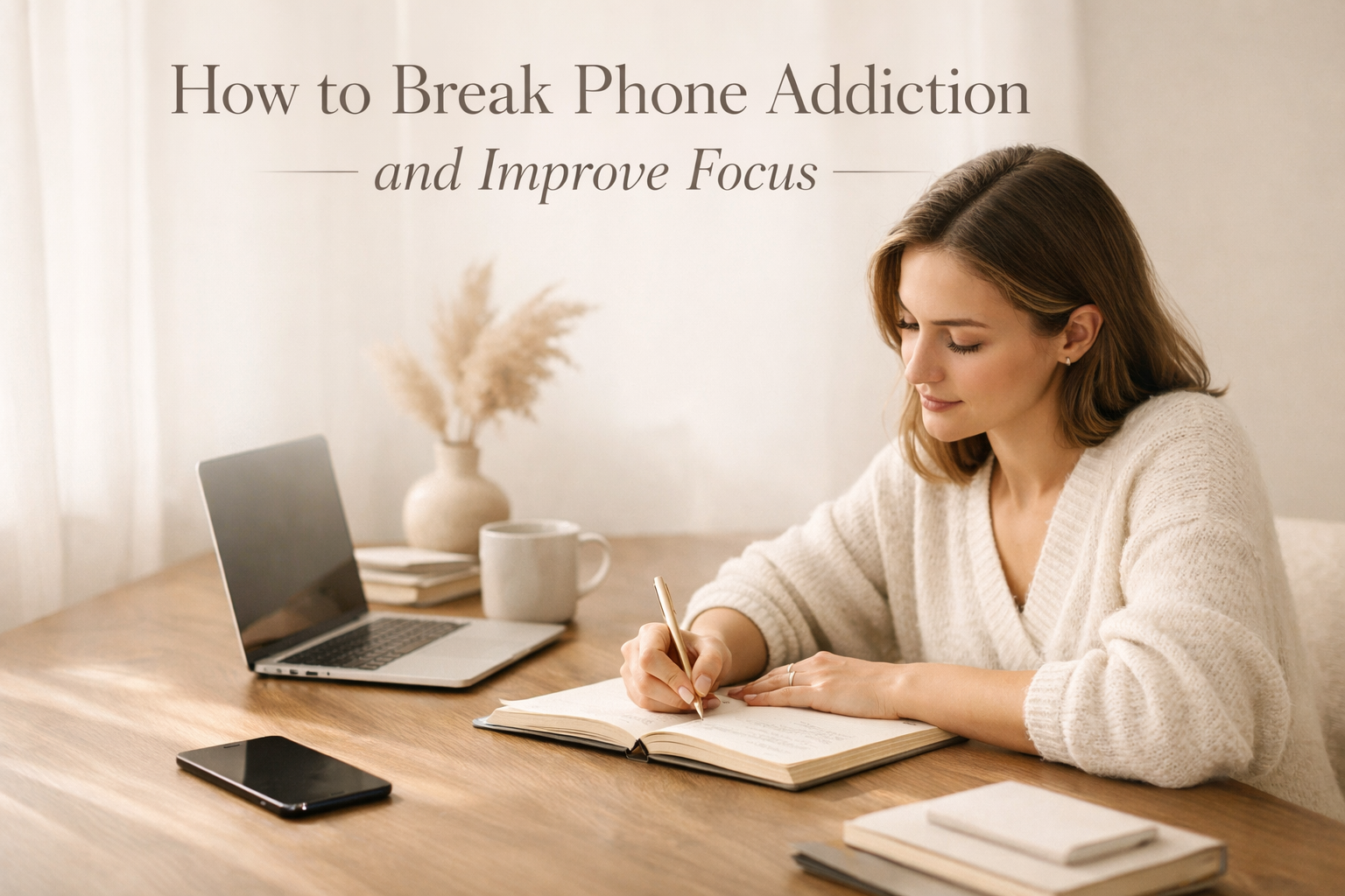 Featured image for an article about breaking phone addiction and improving focus through digital detox habits